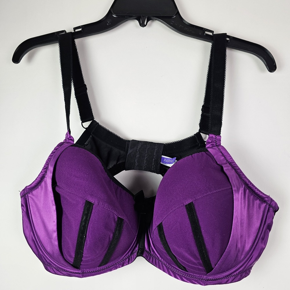 PARFAIT Charlotte Satin Trim Underwire Bra 44DD Purple Moulin Rouge Burlesque